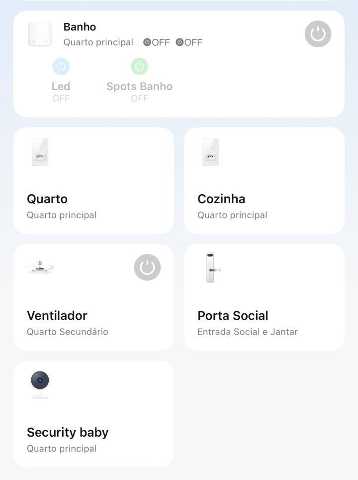 Aplicativo Tuya com tomadas, ventilador, fechadura digital e câmera da casa